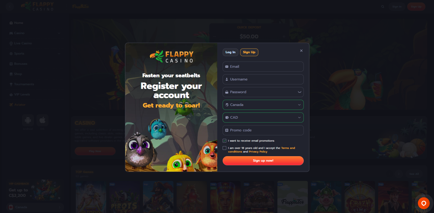 Flappy Casino Sign Up